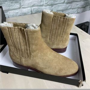 👢 J. CREW suede chelsea boots booties with faux fur shearling sherpa lining 👢